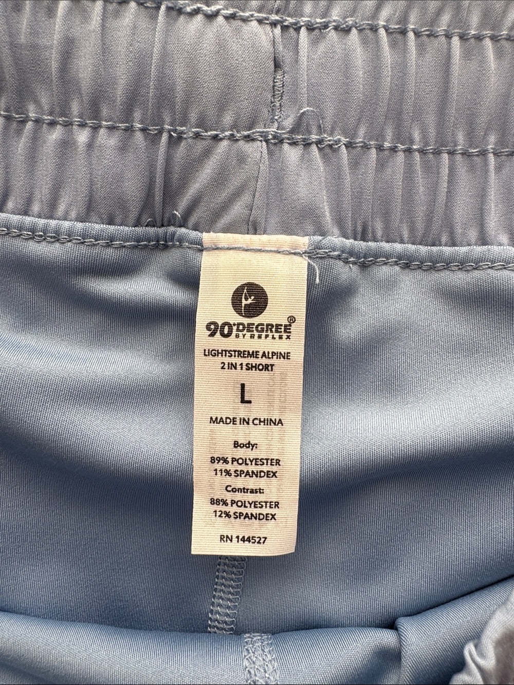 90 Degree By Reflex Light Blue 2-in-1 Athletic Shorts size L NWT